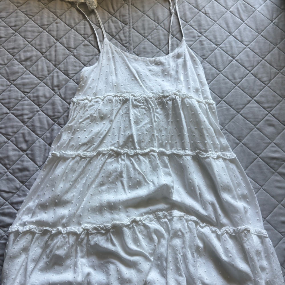 White Sleeveless Ruffled Dress
